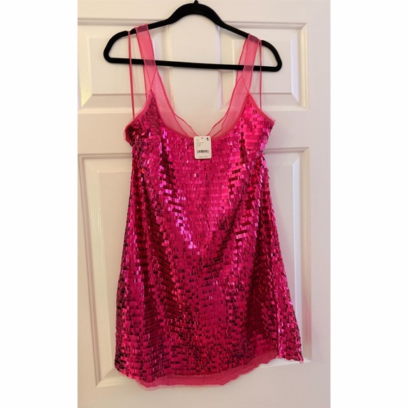 NWT! Free People Disco Fever Mini Slip Hot Pink Combo- $98 - Picture 7 of 9
